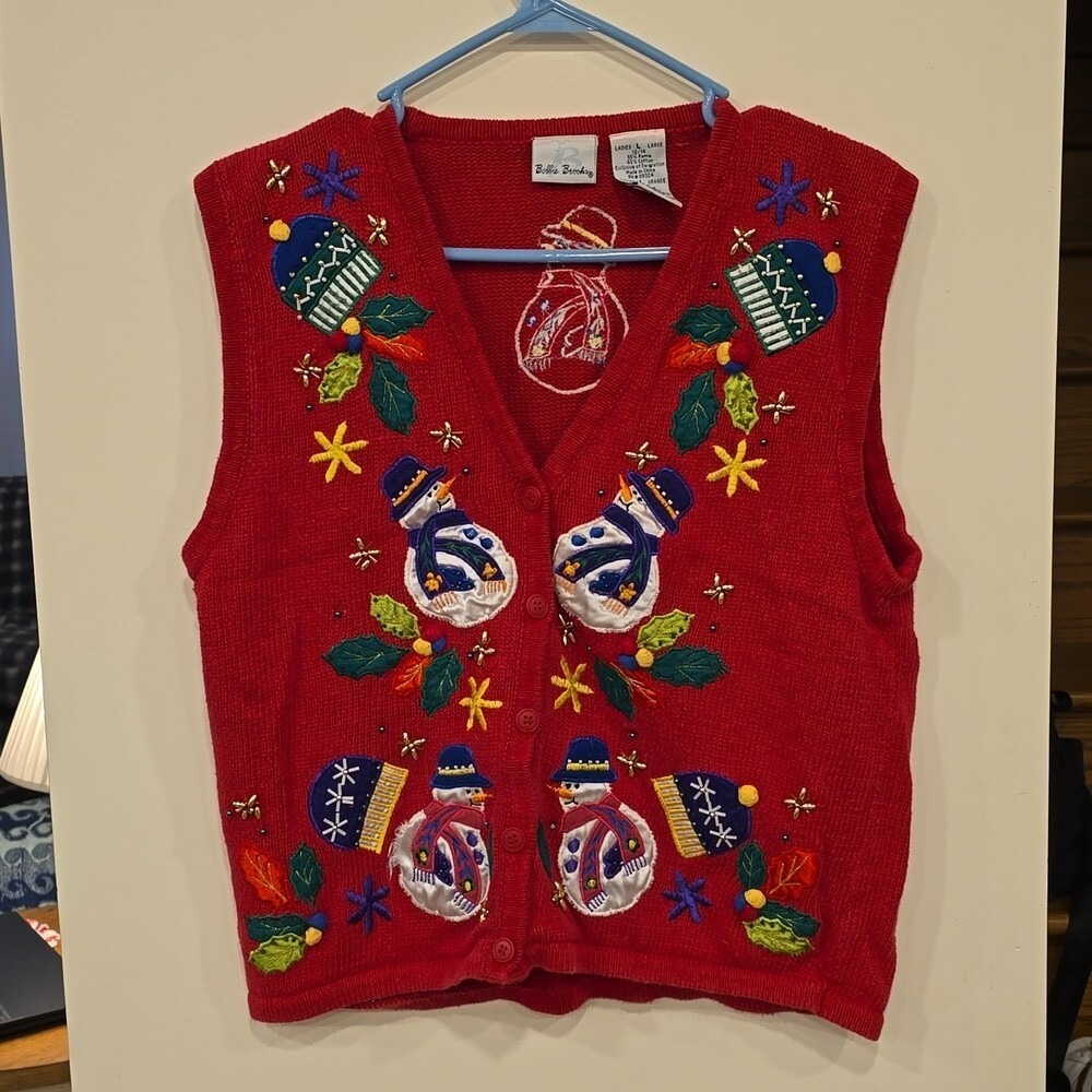 Vintage Bobbie Brooks Large Snowmen Vest‎